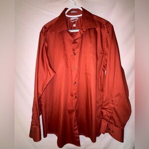 Van Heusen Red Dress Shirt Satin Finish